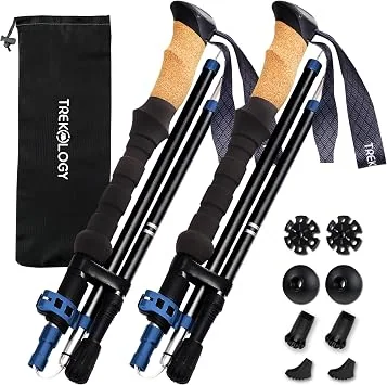 Collapsible trekking poles with cork grips — an example of the product type described