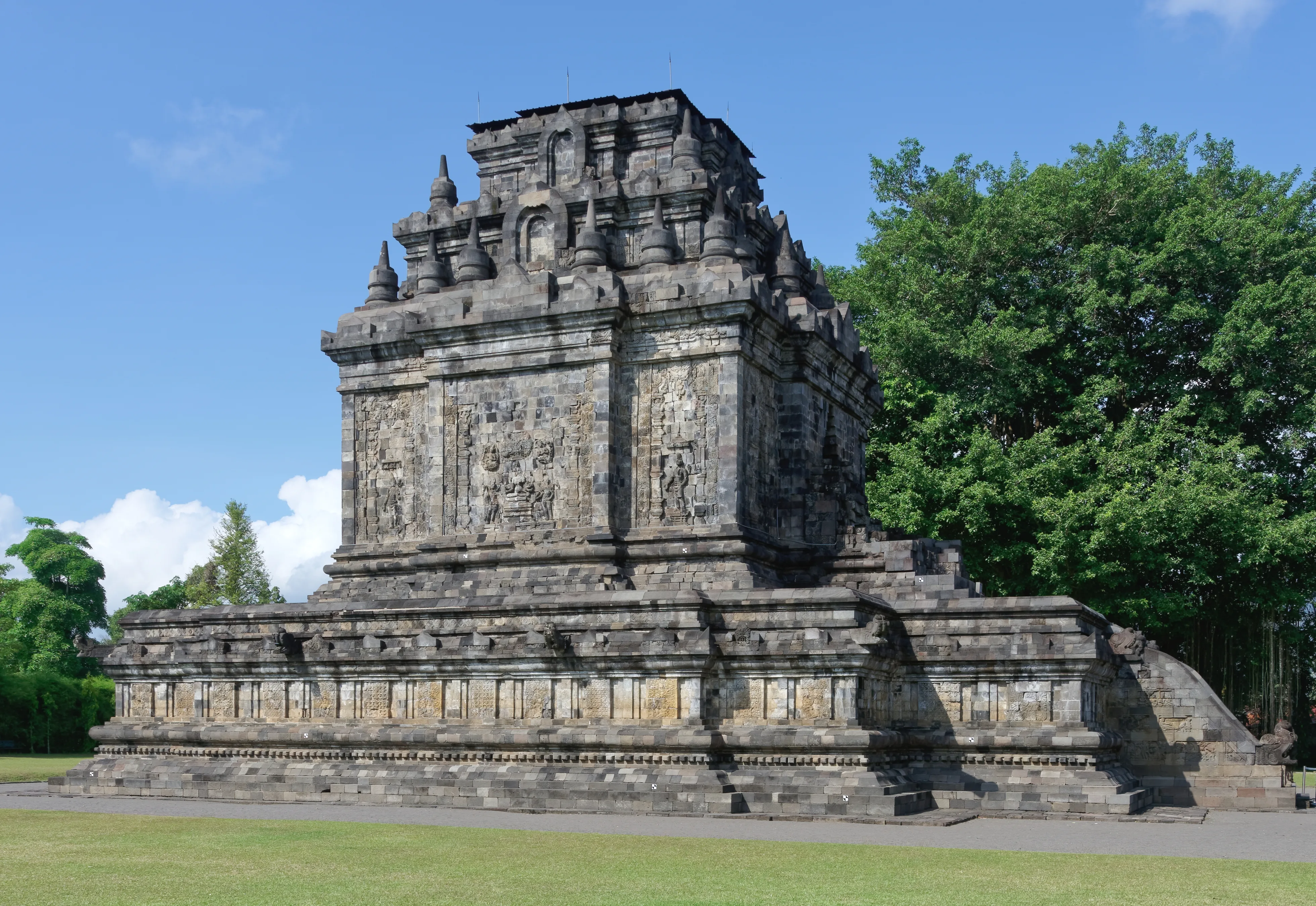 Mendut Temple in Central Java viewed from the temple grounds