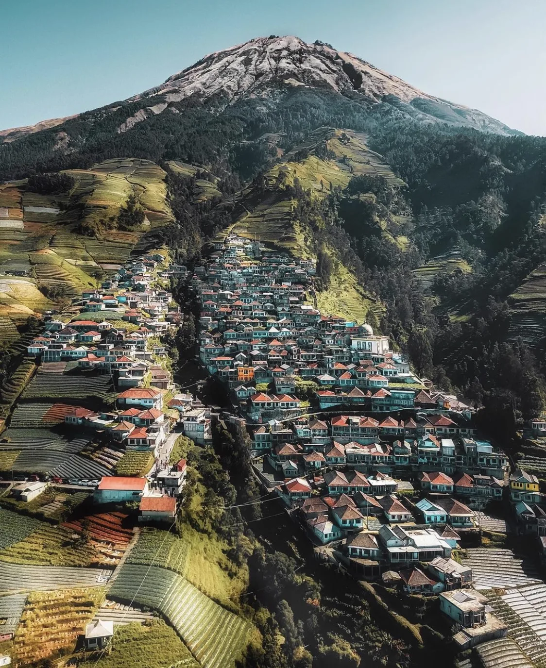Evening view of rooftops and terraces at Dusun Butuh