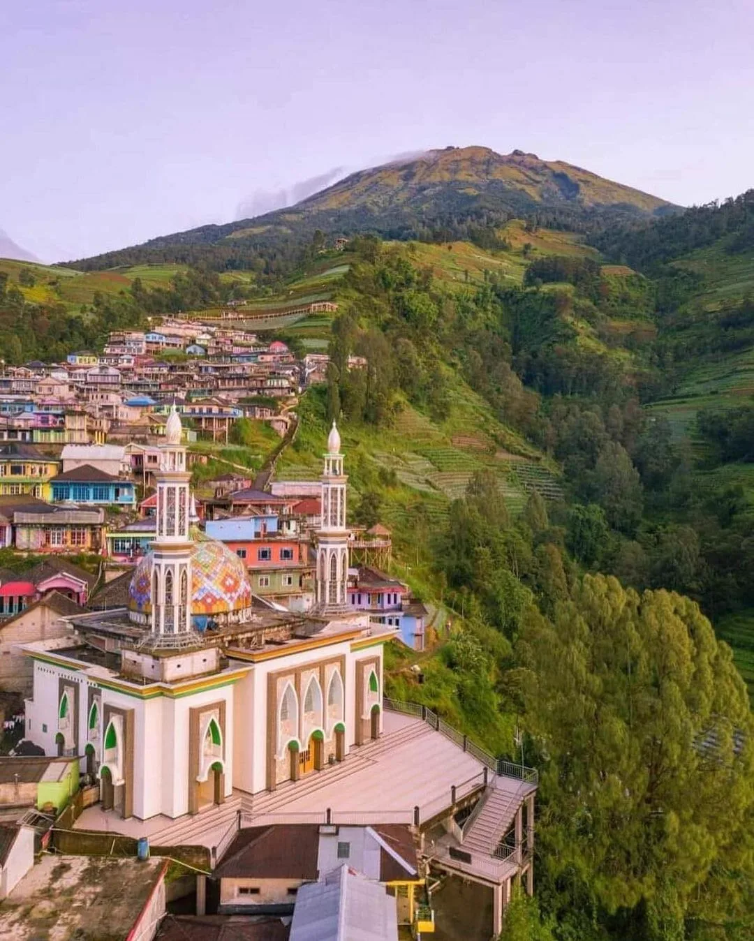 Houses along the terraced hillside at Nepal Van Java