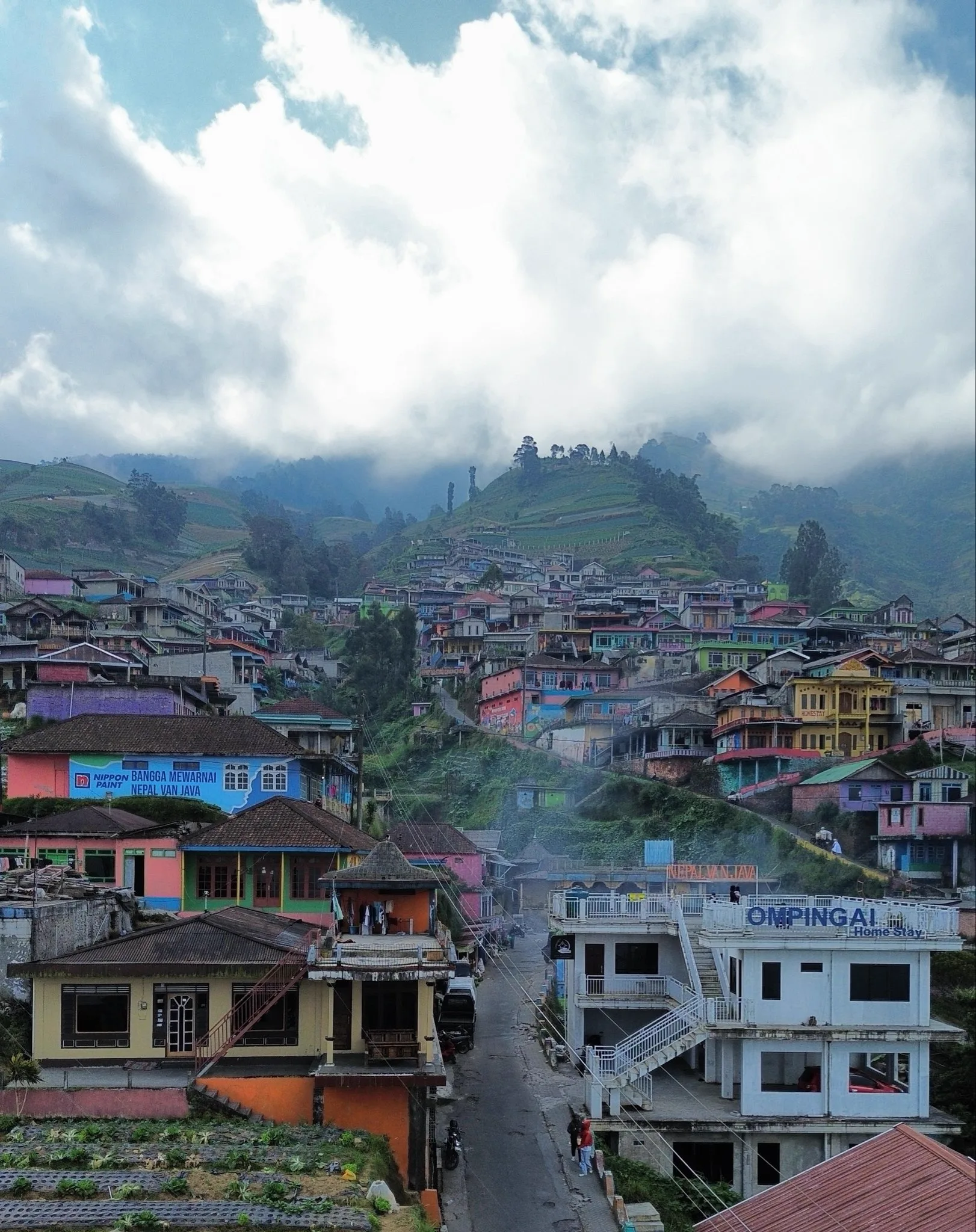 A high viewpoint over the village and valley of Dusun Butuh